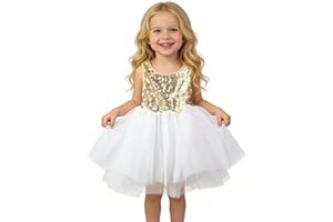 AGQT Baby Girls Christmas Sequin Tutu Dress Sleeveless Kids Tulle Princess Birthday Dresses Formal Party Gowns 3M-4T