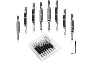 CCTSA Self Centering Drill Bits Set for Hinges, Center Drill Bits VIX Bit Set with Flat Plastic Storage Case for Wood Woodworking Door Window Cabinet Hinge Total 10 PCS (Half Black)
