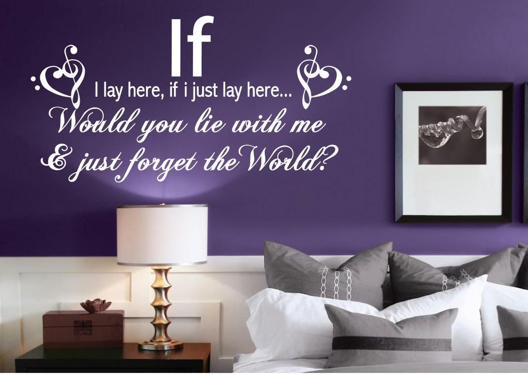 IF I LAY HERE SNOW PATROL QUOTE WALL ART STICKER TRANSFER DECAL MURAL BEDROOM WSD495