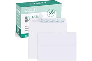 Eupako A6 White Envelopes 4x6, 100 Pack Self Seal Envelopes for 4x6 Cards, Photos, Invitations, Wedding, Graduation, Baby Shower, RSVP, 6.5 x 4.75 Inches