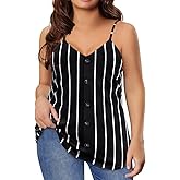 TIYOMI Plus Size Tank Tops for Women Adjustable Strap Cami Buttons V Neck Vest Holiday Suspenders Summer Camisole XL-5XL