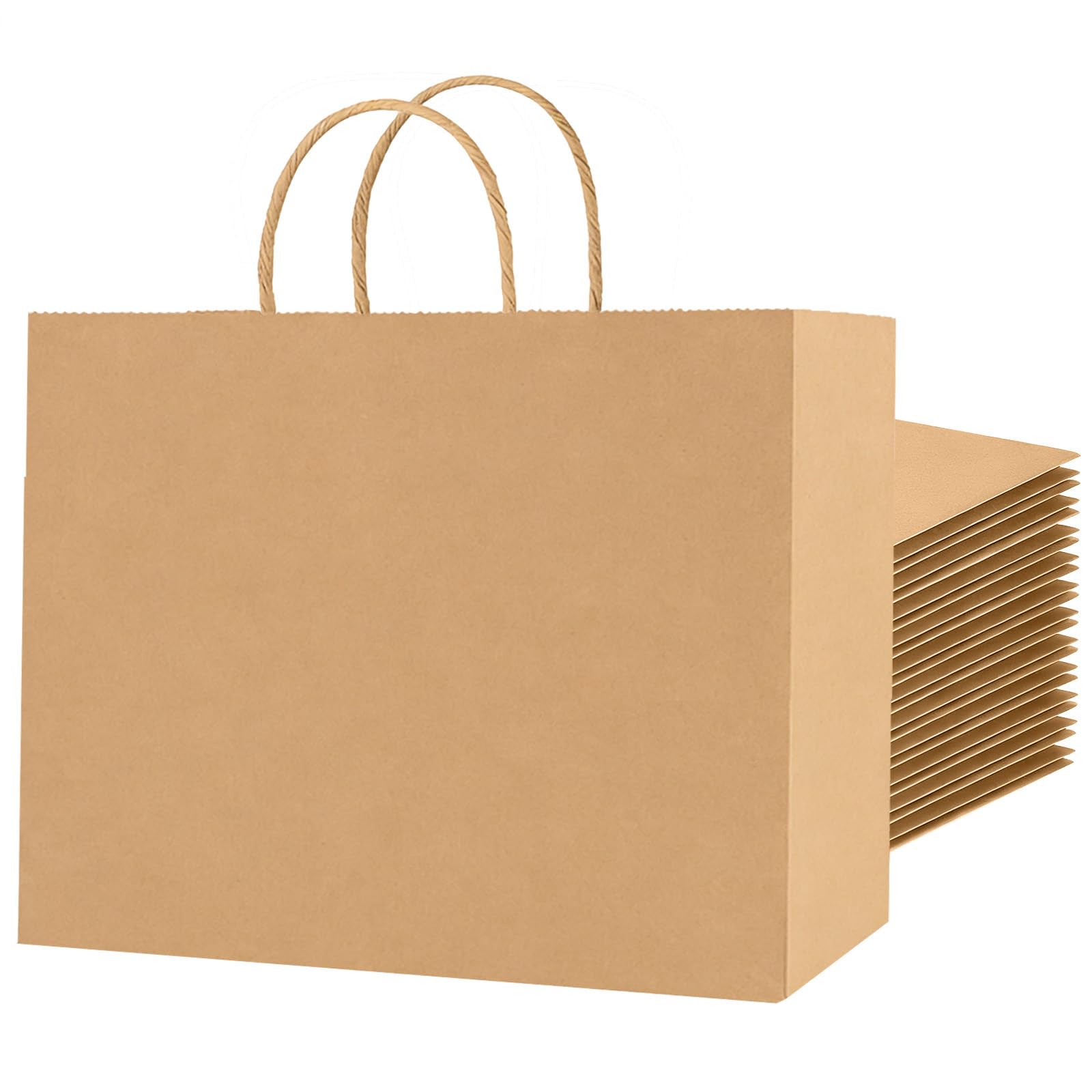 Weifeng 20pcs Large Gift Bags with Handles, 30x12x23cm Brown Paper Bags Large for Presents, Party Bag Brown for Kids Party, Paper Bag for Sweet,Snack,Birthday and Wedding, 11.81x4.72x9.06 Inch