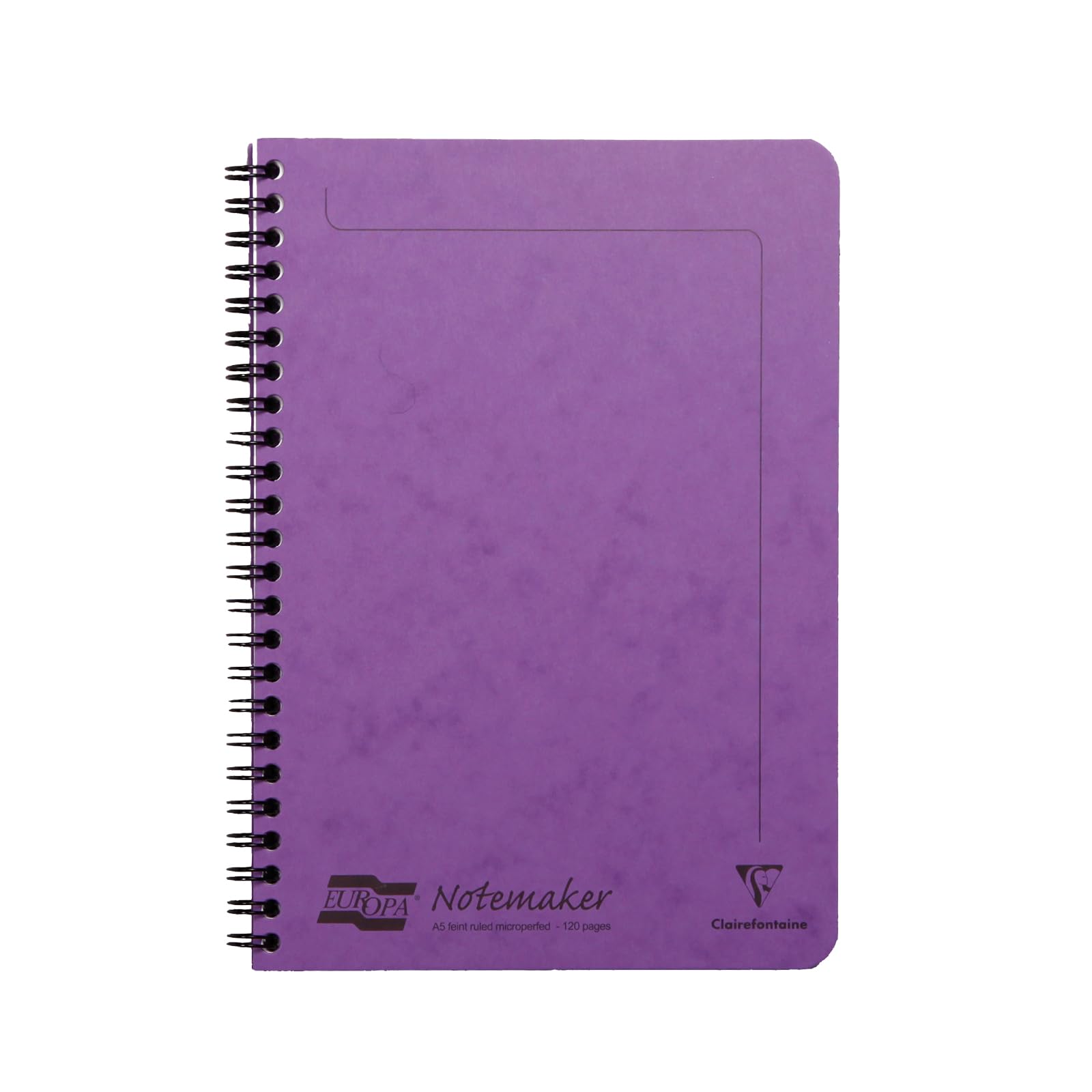Clairefontaine 4854Z - One Notemakers Spiral Notebook Europa Lilac - A5 14,8 x 21 cm - 120 Detachable Ruled Pages - White Paper 90 g - Glossy Card Cover