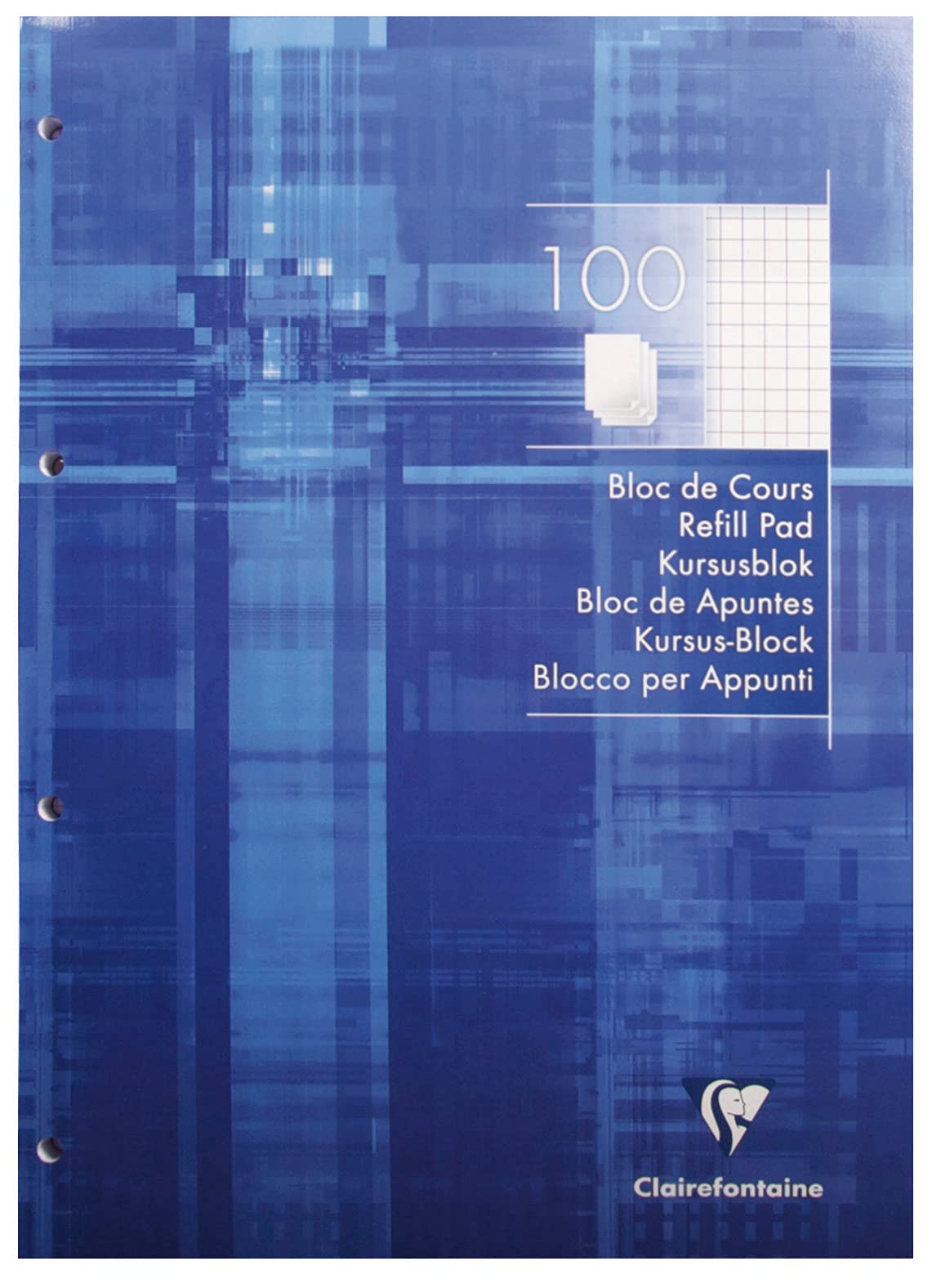Clairefontaine 5816C - One Electric Blue Perforated Glued Pad - Dimensions: A4 21x29.7 cm - 200 Small Square Pages - 90 g White Paper - Laminated Card Cover