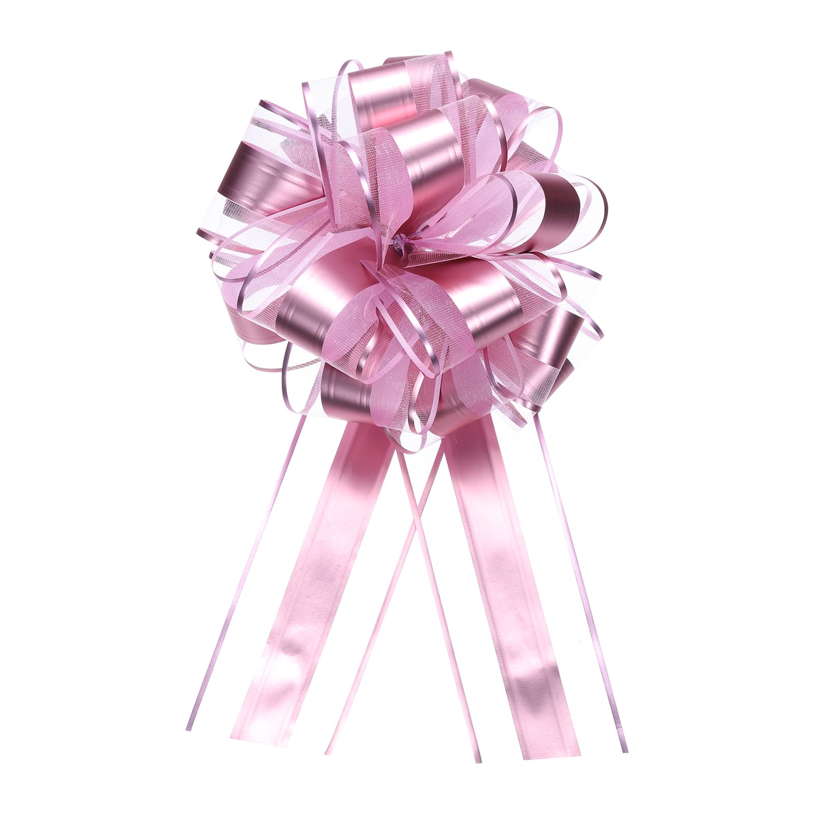 Uxcell 10pcs 11 Inch Extra Large Pull Bow Metallic Gift Wrapping Bows Ribbon Organza Pink for Wedding Baskets Presents Christmas Party