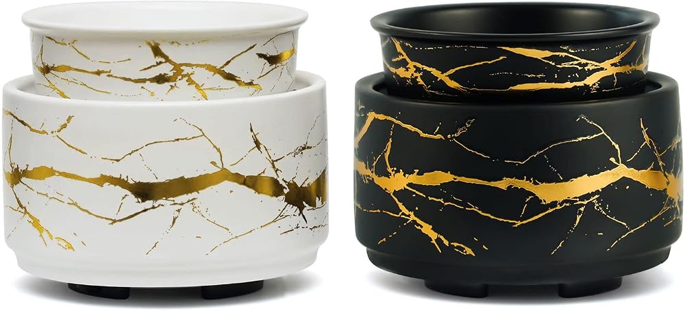 PALANCHY 3-in-1 Ceramic Wax Warmer Set of 2 Black & White