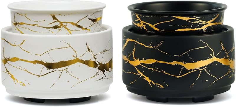 PALANCHY 3-in-1 Ceramic Wax Warmer Set of 2 Black & White