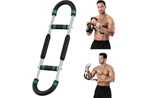 Jinsihou Detachable & Portable Power Twister Bar Arm Trainer, Forearm Triceps Bicep Chest Shoulder Thigh Muscle Fitness Exerciser, Adjustable Spring Resistance Workout Equipment for Home, Gym & Travel