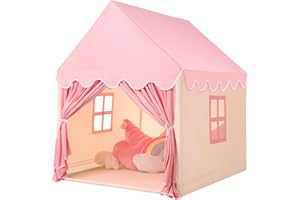 Wilwolfer Kids Tent - Kids Playhouse Play Tents for Toddlers - Kids Play Tent Indoor Toy House Gifts for Girls Boys (Pink & Yellow, Cloth Door-Only A Tent)