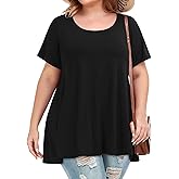 JOELLYUS Plus Size Tops for Women Tunic Floral Casual Short Sleeves T Shirts Flowy Blouses