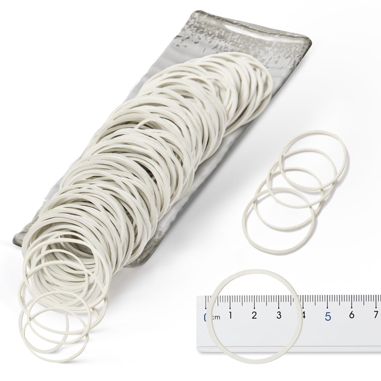 Rubber Bands White Rubber Elastic Bands 500PcsThick Natural Rubber Bands Heavy Duty Strong Elastic Bands for Tie Dye, Hair Home, Pens, Crab,Catapults, Bills, Bank Paper, Office Supplies(38mm)