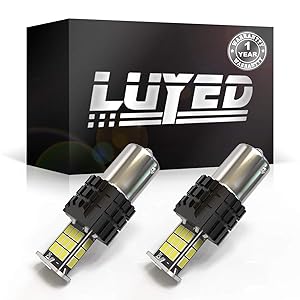 1156 Back Up Light Bulbs,LUYED 2 X 1600 Lumens Extremely Bright Error Free 1156 BA15S 1003 1141 7506 3020 30-EX Chipsets LED Bulbs Used For Backup Reverse Lights, Xenon White