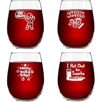 Amazon.com | DU VINO Christmas Puns Funny Stemless Wine Glasses ...