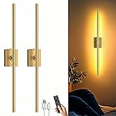 Battery Operated Wall Sconces Set of Two: Dimmable Wireless Wall Lights with Remote, 31-inch LED Rechargeable Sconces, 360° L