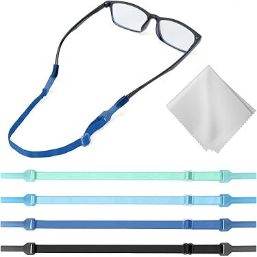 Nivofu 4-Pack Silicone Eyeglass Retainers – Adjustable, Non-Slip Grip For Sunglasses, Reading Glasses & More