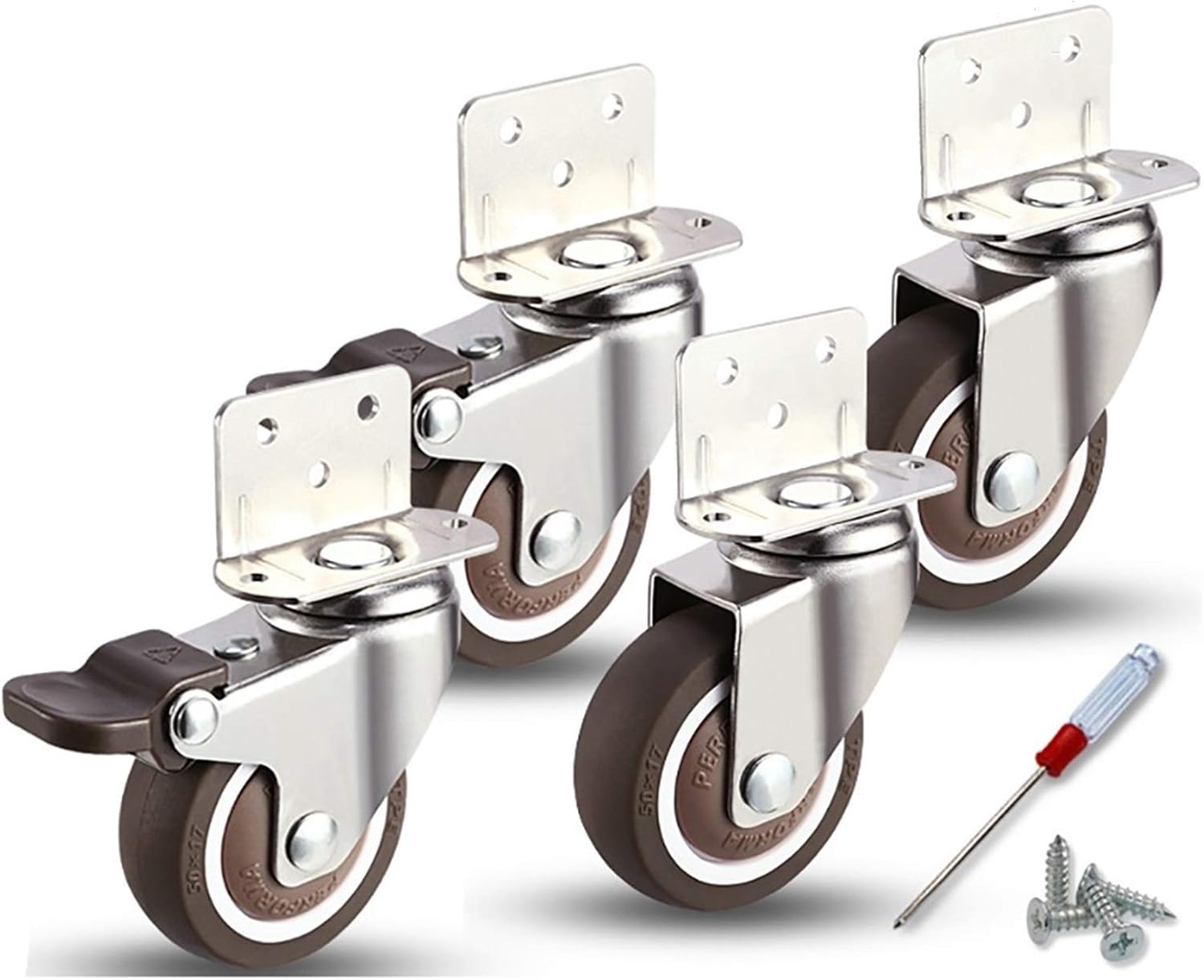 Small Castor Wheels 50mm + Screws 80KG 4 Office Chair