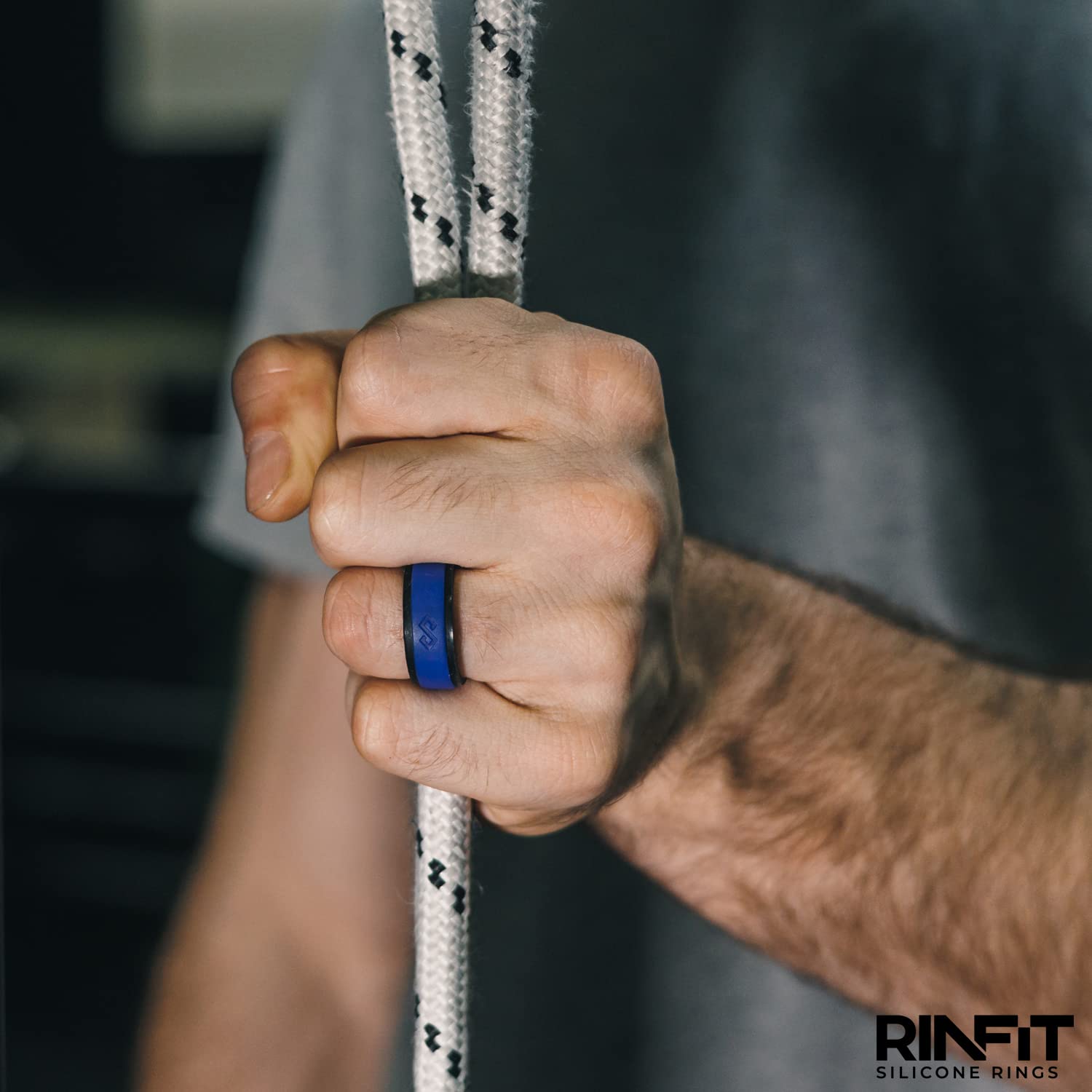 Rinfit Silicone Rings for Men 9mm Wide, 2mm Thick - Mens Rubber Wedding Bands - Infinity Ring with 2 Layers - Patented Design