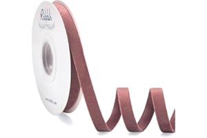 Ribbli Rosy Mauve Velvet Ribbon Double Faced 3/8 Inch 10-Yard Spool Rose Gold Ribbon Use for Christmas Tree Ornaments Gift Wrapping Wreath Decoration Wedding Boutonnieres