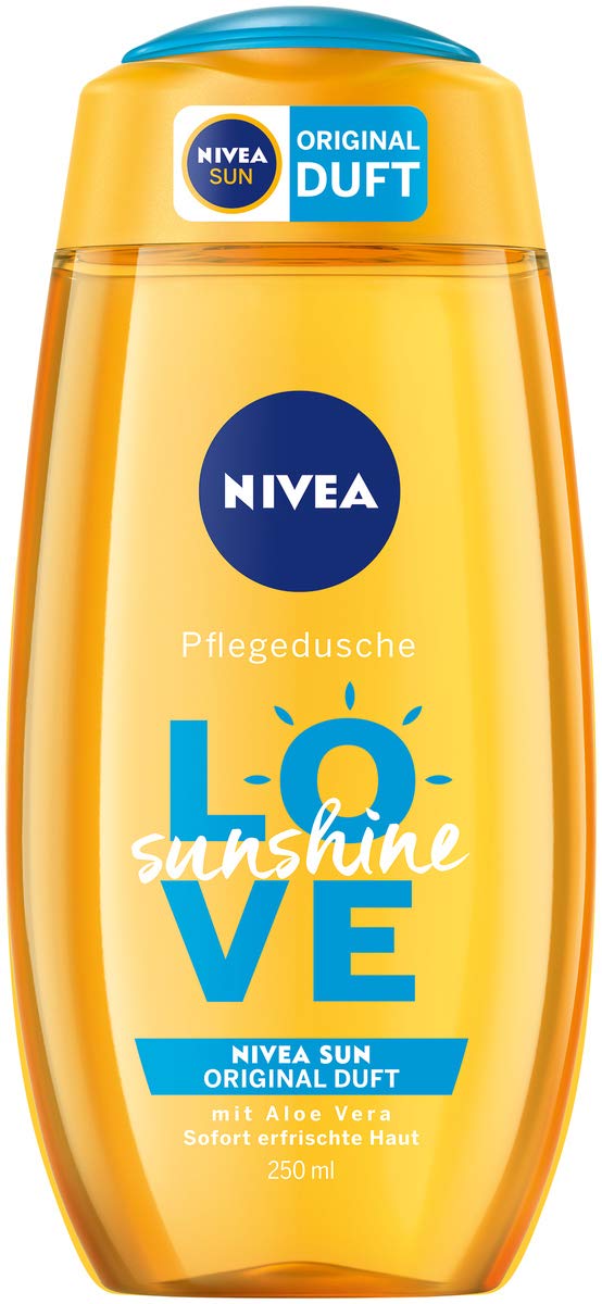 Nivea Welcome Sunshine Shower Care with Aloe Vera in 6er Pack (6 x 250 ML), Mild Shower Gel with the Unique Nivea Sun Sunscreen Scent, Summer Fresh Shower Maintains the Skin
