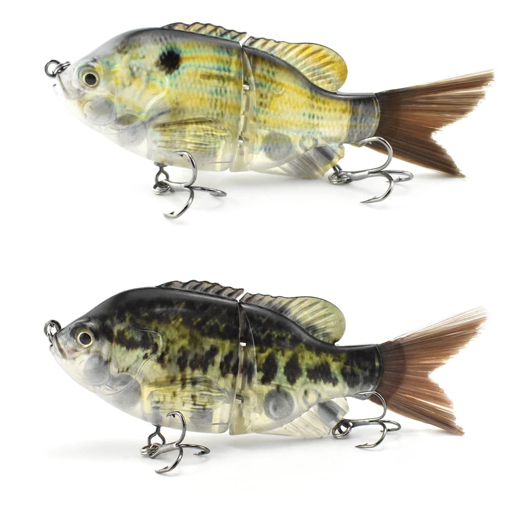 ODS Lure Sinking Blugill Glide Bait with Fiber Tail for Freshwater Saltwater Bass Lifelike Fishing Tackle (F2J20 Set 3)