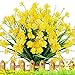 TEMCHY Artificial Daffodils Fake Flowers, 4 Bundles Yellow UV Resistant Faux Greenery Foliage Plants Shrubs for Garden, Wedding, Outside Hanging Planter, Farmhouse Indoor Outdoor Decor