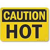 SmartSign - U9-1780-NA_7x10 "Caution - Hot" Sign | 7" x 10" Aluminum Black on Yellow