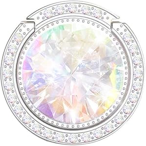 lenoup Glitter Bling Bling Phone Ring Holder,Sparkle Phone Ring Grip Artificial Diamond Stand,Rhinestone Cell Finger Ring for Phones,Pad(Silver)