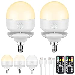 SCOPOW 2Packs E12 Rechargeable Light Bulbs with