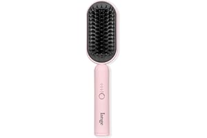 L'ANGE HAIR Mane Pass Straightening Hot Brush | Hair Straightening Brush with Ceramic Bristles & Negative Ion Technology | Adjustable Temp | Auto Shut-Off & Dual Voltage | (Blush)