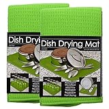S&T Microfiber Dish Drying Mat, 16 by 18-Inch, Lime Green - 2 Pack