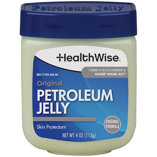 HEALTHWISE PETROLEUM JELLY | SKIN PROTECTANT | ORIGINAL FORMULA | RELIEVES DRY SKIN | PROTECTS MINOR CUTS, SCRAPS, BURNS | 4 OZ. JAR |