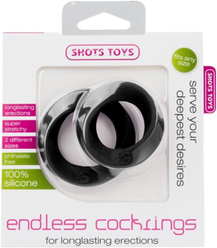 Shots Toys Silicone Endless Cockring Normal and Big size Black, 5.5 x 5.5 x 1 cm - Image 3