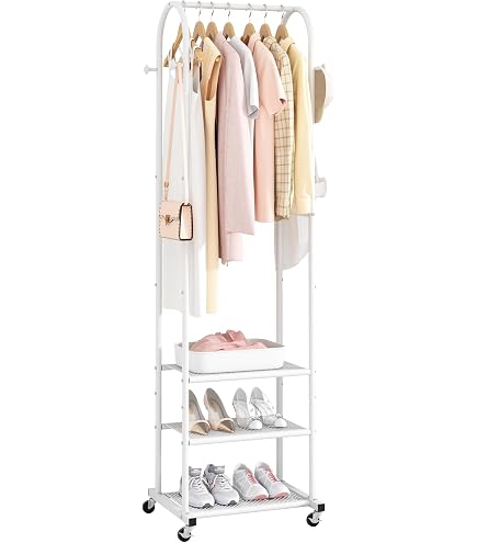 Wardrobe Rack Heavy Duty Clothes Rack Rolling Garment Rack,3 Tier ...