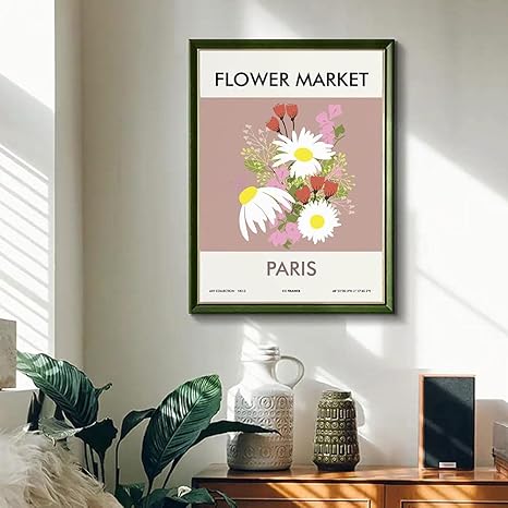 Amazon 抽象デイジー花束ポスターパリフラワーマーケット壁アートパネルヴィンテージフローラルショップキャンバス絵画インテリアモダンプリント水彩写真リビング部屋北欧デコ ウォールステッカー オンライン通販