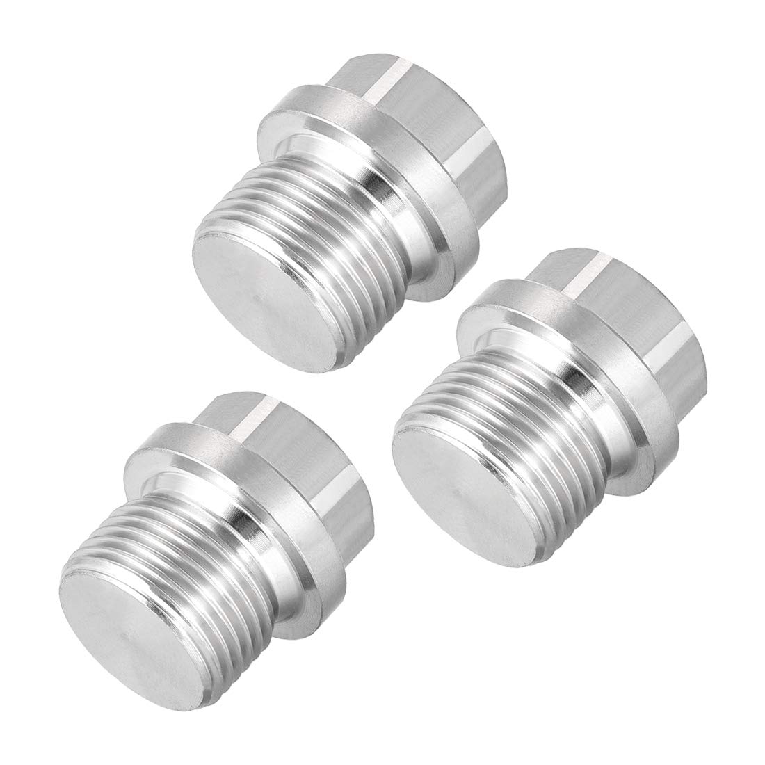 sourcing map M20 X 1.5 Male Outer Hex Head Plug - 304 Stainless Steel Solid Thread Corrosion Resistant Bung Plug Pipe Fitting 3Pcs