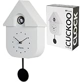 Fisura - Cuckoo Wall Clock for Home Office Decor, White &amp; Black | Modern wall clock. Gift-ready home decor. Requires 3 AA batteries (not included). 8.5 x 3.1 x 16.3 in. ABS plastic.