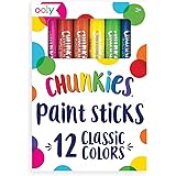 Ooly Chunkies Quick Drying Tempera Paint Sticks for Kids, Classic Colors, Set of 12 Twistable Kids Paint Sticks for Toddlers 