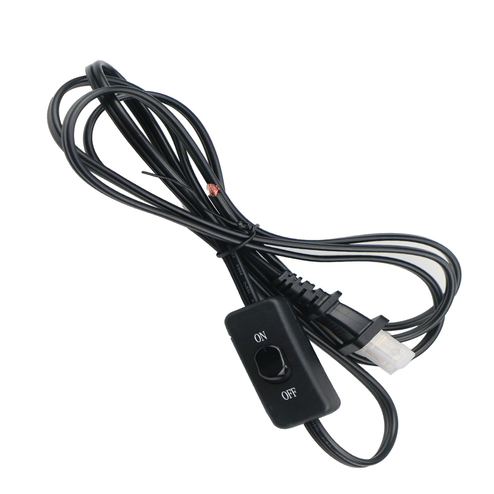 Photo 1 of HBFBZM 6Feet Lamp Cord with Switch On Off, 6Ft 18AWG 2 Prong Power Cord with 3A Switch,Pure Copper Wiring Tail Stripped (Black1pcs)