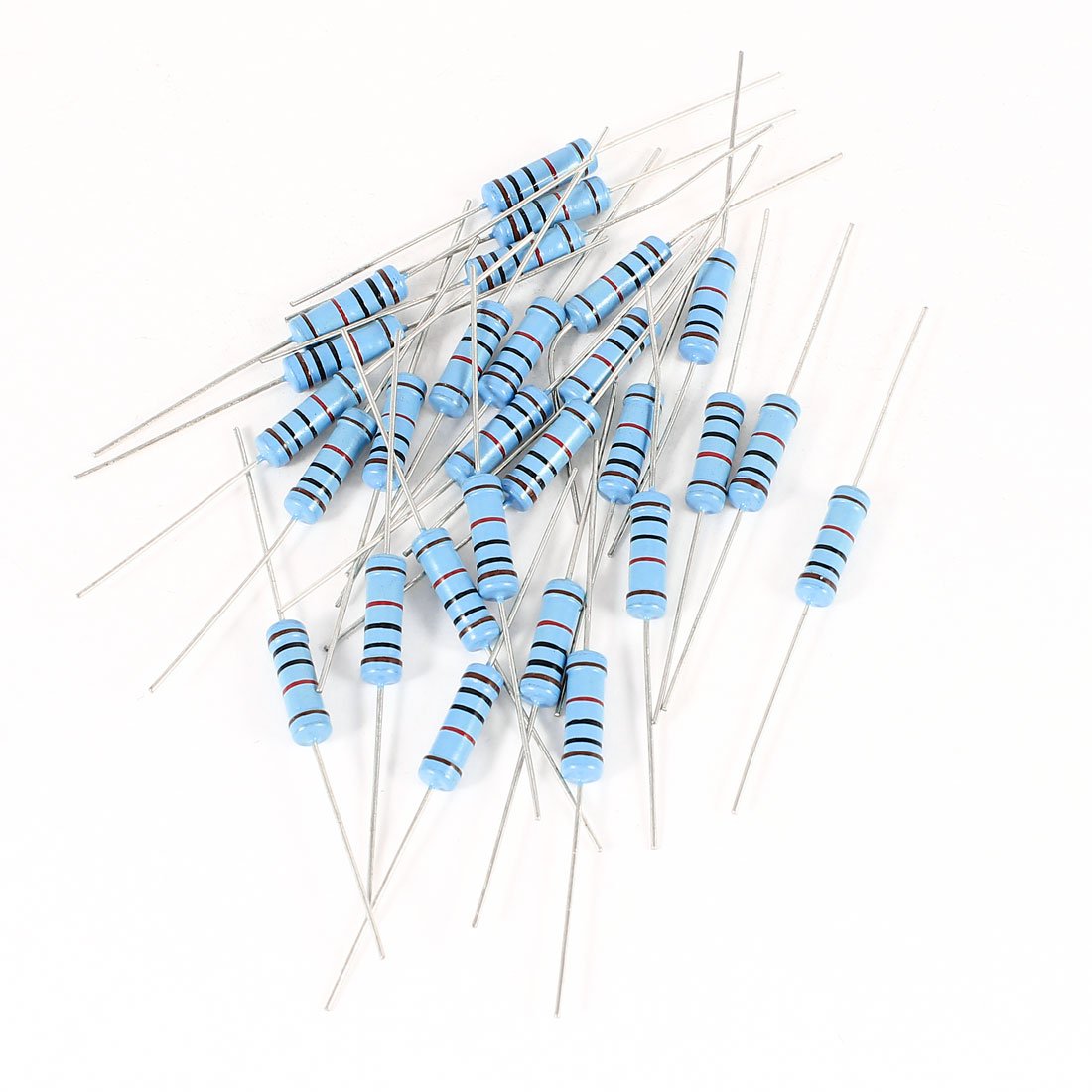 sourcing map 10 kOhm 2 W Axial Lead 1 Percent Tolerance Flameproof Metal Film Resistor - Blue (10-Piece)