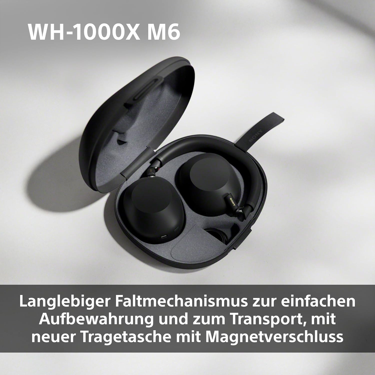Sony WH-1000XM6 kabellose Noise Cancelling-Kopfhörer, Signature Hi-Res Sound, Bluetooth-Kopfhörer, Komfort, faltbares Design, magnetische Tragetasche, 30 Std.-Akku NC An, iOS & Android - Schwarz 6