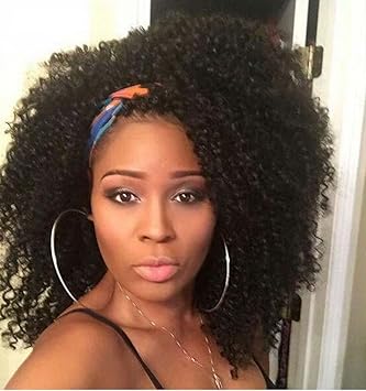 Mzp Synethic Wig Top Selling Medium Long Afro Kinky Curly Black