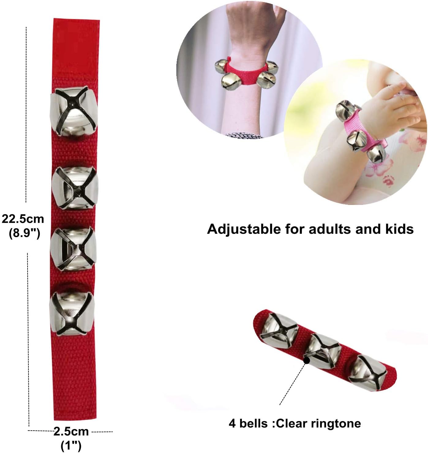 Baby Wrist Bells, 6 Pack Multicolor Wrist Jingle Bells Bracelet Bells Musical Rhythm Instrument, Wrist Ankle Bells Band for Kids Baby Toddler Children Party Festival - Image 3