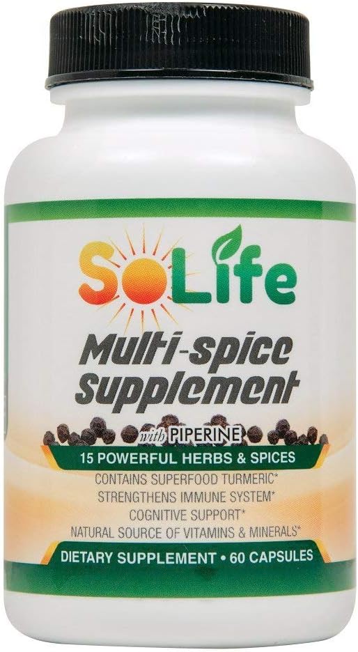 Multi-spice Supplement - Ginger Turmeric Supplement, Black Pepper Extract Garlic Rosemary Cardamom Thyme Parsley Cayenne & More Capsules 1000 mg pills: Health & Personal Care