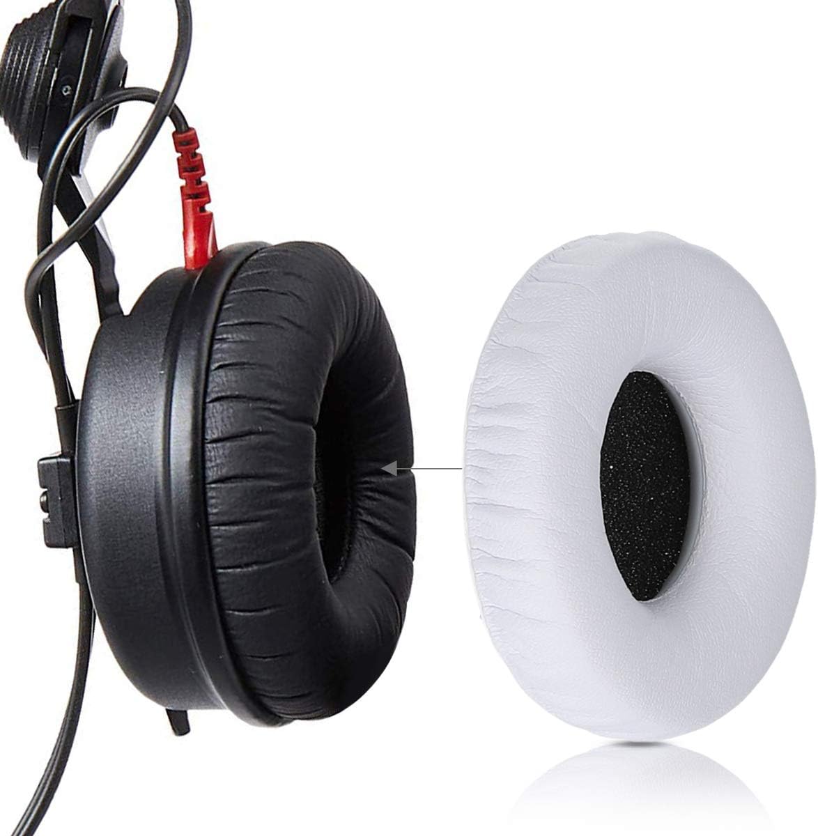 kwmobile 2x Headphone EarpPads for Sennheiser HD25 / HD25-1 II / HD250BT Replacement Ear Pads - Headphone Ear Covers - White - Image 3