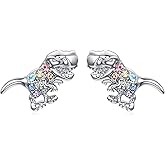 Horse/Cat/Axolotl/Dog/Dolphin/Turtle/Butterfly/T-Rex/Fox Stud Earrings Gifts for Girls Women,Cute Colorful Crystal Animal Stud Earrings Cool Animal Lovers Gifts for Women Girls