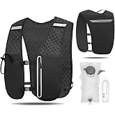 Unisex Running Hydration Vest Backpack with 2L Bladder &amp; 500ml Soft Flask, Lightweight Adjustable Trail Running Vest for Men Women, Large Phone Pocket, Reflective Marathon Hiking Gear