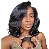BLOCKICE Glueless Bob Wigs Human Hair Pre Plucked Body Wave Wear and Go Glueless Wig Lace Pre Cut 4x4 Lace Closure New Upgraded No Glue Wigs for Black Women Human Hair Natural Hairline 12 Inch