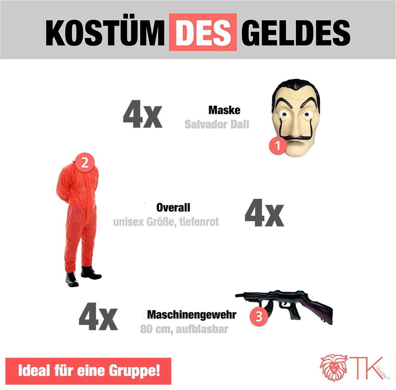10x Kostum Set Fasching Maschinengewehr Bekannt Aus Haus Des Geldes 10x Kostum Set Des Geldes Kostum Casa Del Papel Bella Ciao Haus Fur Herren Damen Erwachsene Mit Maske Overall Rot Karneval Verkleiden