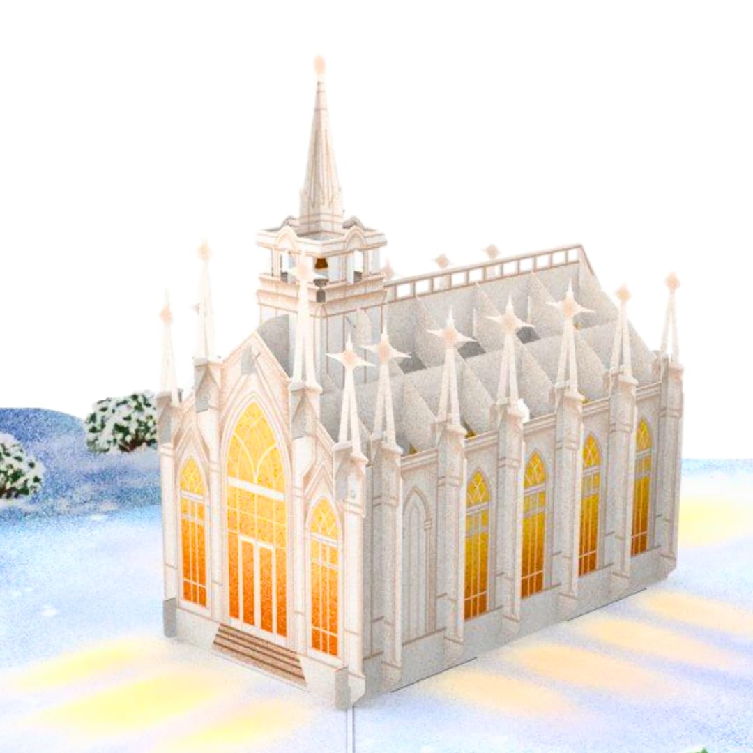 Three Dee Cards - Festive Gothic Church Christmas 3D Special Pop Up Greeting Card for Daughter Son In Law Husband Wife Brother Sister Mum and Dad Family Holiday Pop-up