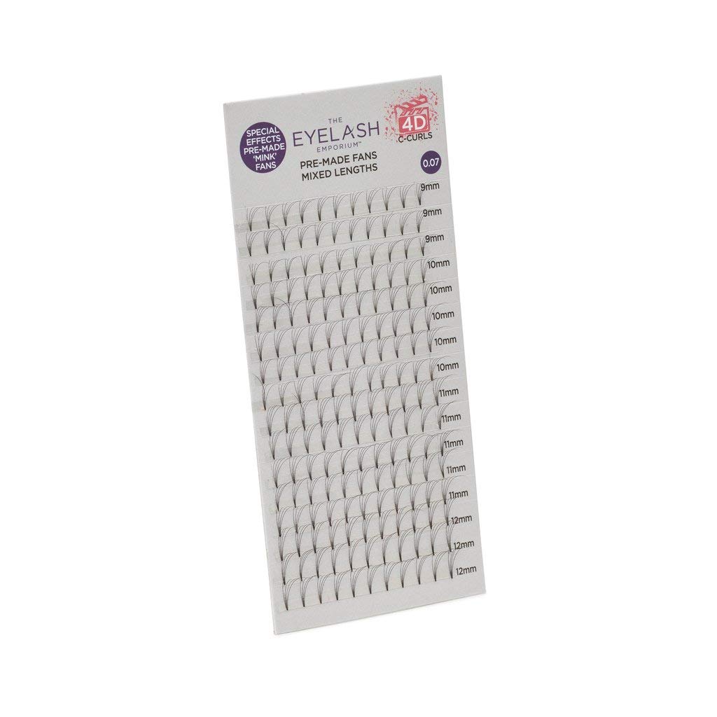 The Eyelash Emporium Special Effects Pre-Made Mink Fans 4D C-Curls 0.07